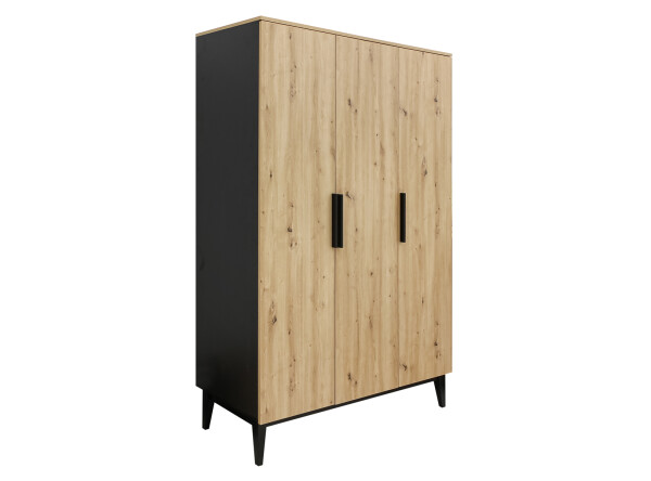 3-door wardrobe Xem Matt Black/Oak