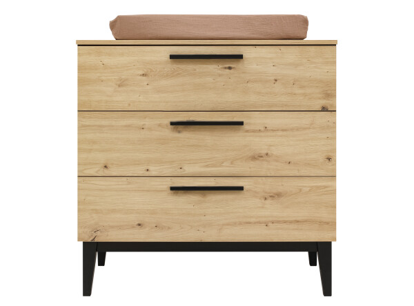 Dresser with 3 drawers Xem Matt Black/Oak