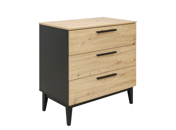 Dresser with 3 drawers Xem Matt Black/Oak