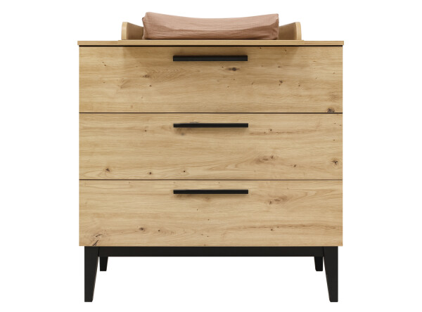 Dresser with 3 drawers Xem Matt Black/Oak