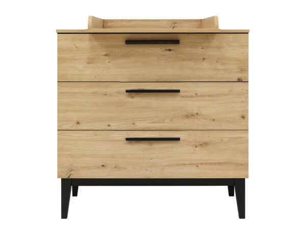 Dresser with 3 drawers Xem Matt Black/Oak