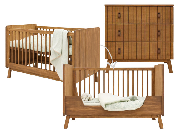 Senna 2 piece nursery furniture set with bench bed Rose Wood
