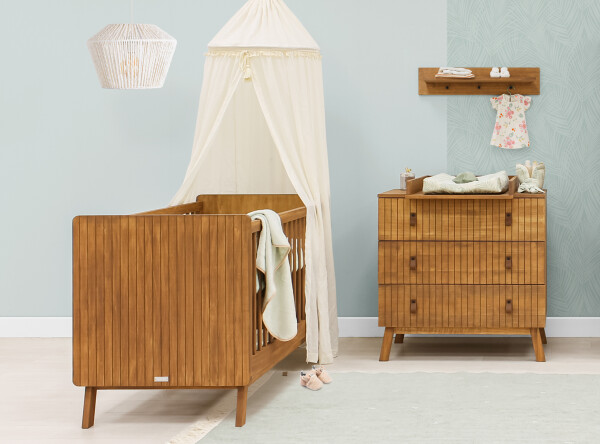 Senna 2 piece nursery furniture set with bench bed Rose Wood