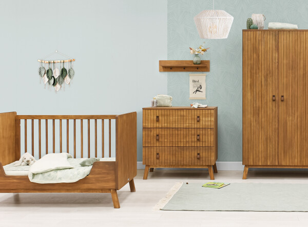 Senna 3 piece nursery furniture set with bench bed Rose Wood