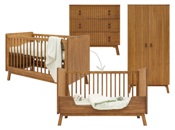 Senna 3 piece nursery furniture set with bench bed Rose Wood