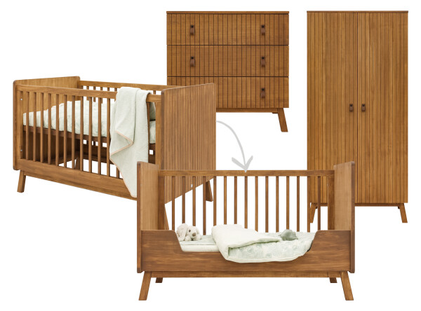 Senna 3 piece nursery furniture set with cot bed Rose Wood