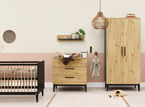 Xem 3-part nursery Matt Black/Oak