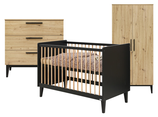 Xem 3-part nursery Matt Black/Oak