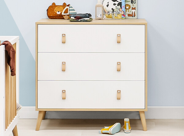 Dresser with 3 drawers Jort White/Natural