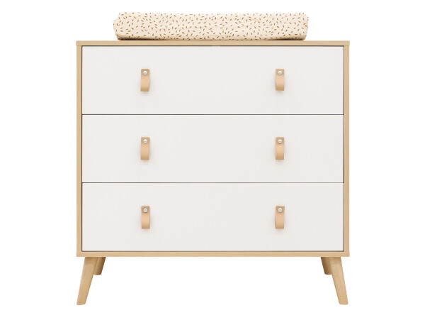 Dresser with 3 drawers Jort White/Natural