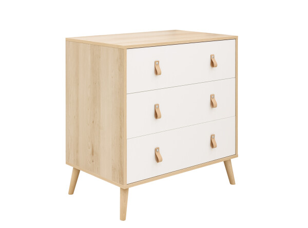 Dresser with 3 drawers Jort White/Natural