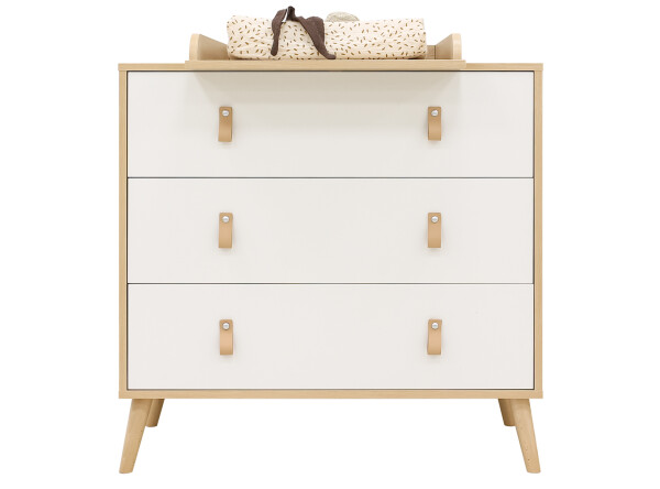 Dresser with 3 drawers Jort White/Natural