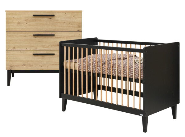 Xem 2-part nursery Matt Black/Oak