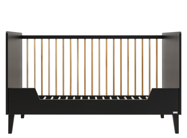2-Pieza pack Xem con cuna 70x140 convertible Negro Mate/Roble