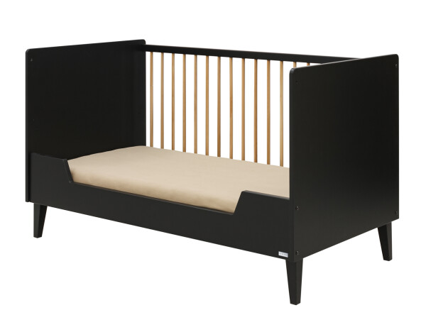 2-Pieza pack Xem con cuna 70x140 convertible Negro Mate/Roble