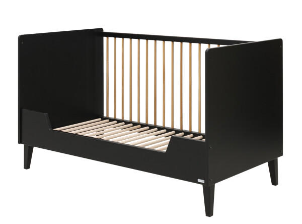 2-Pieza pack Xem con cuna 70x140 convertible Negro Mate/Roble