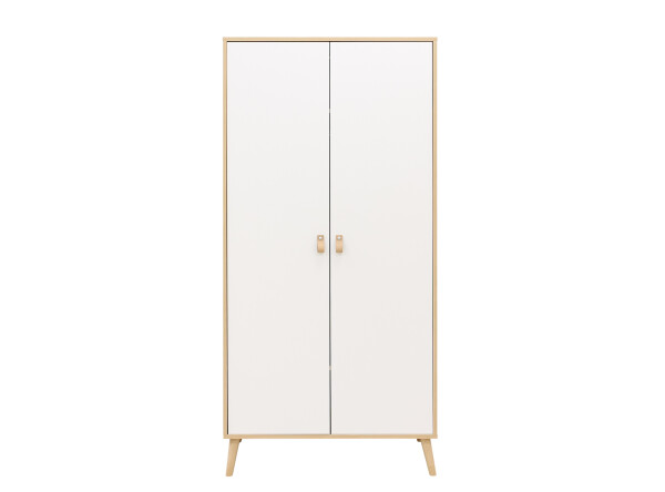 2-door wardrobe Jort White/Natural