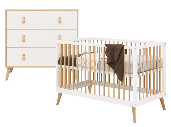 Jort 2-delige babykamer Wit/Naturel