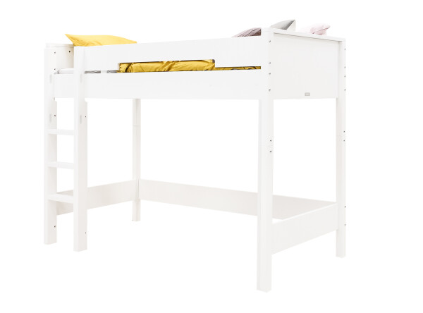 High sleeper 90x200 with straight stairs Combiflex White