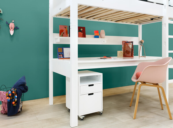 High sleeper XL 90x200 with straight stairs Combiflex White