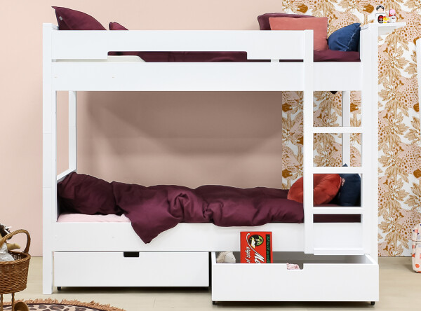 Bunkbed 90x200 with straight stairs Combiflex White