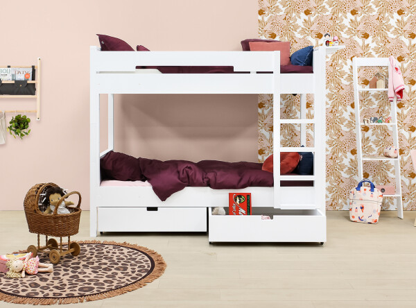 Bunkbed 90x200 with straight stairs Combiflex White