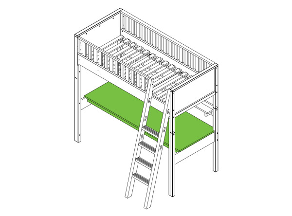 Writing table top high sleeper XL Nordic White