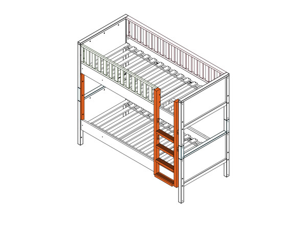 Stairs straight for bunkbed Nordic White
