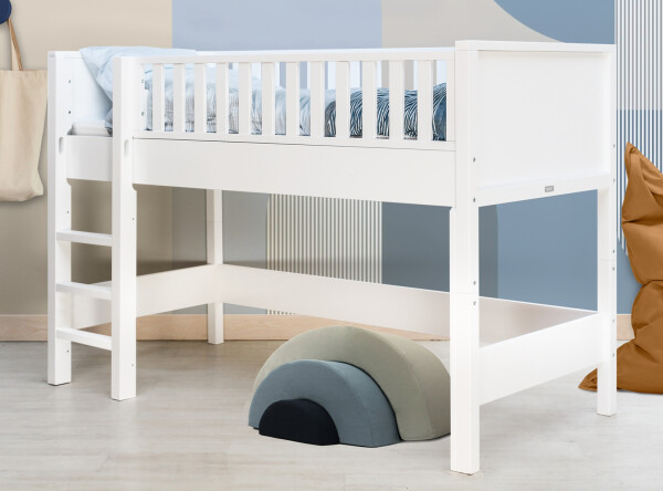 Half high sleeper 90x200 with straight stairs Nordic White