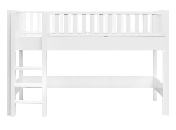 Halbhochbett 90x200 mit gerade Treppe Nordic Weiß