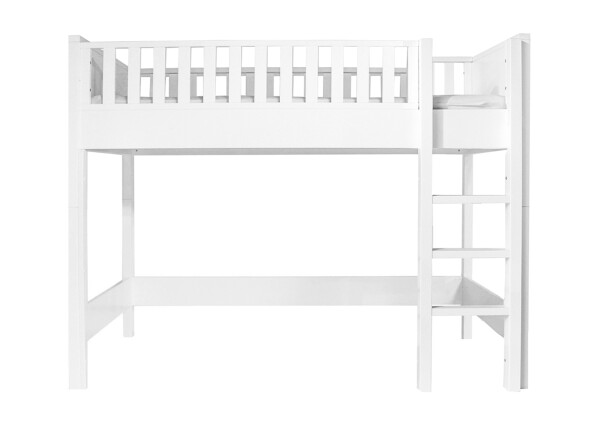 High sleeper 90x200 with straight stairs Nordic White