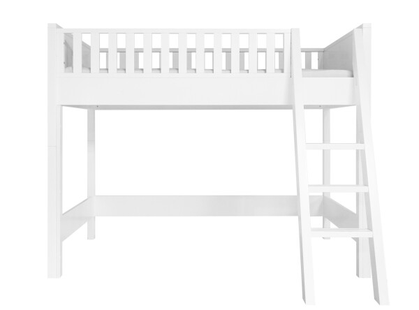 Hochbett 90x200 mit schräger Treppe Nordic Weiß