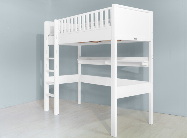 High sleeper XL 90x200 with straight stairs Nordic White