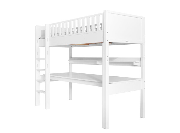 High sleeper XL 90x200 with straight stairs Nordic White