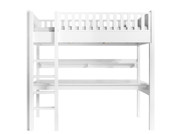 High sleeper XL 90x200 with straight stairs Nordic White
