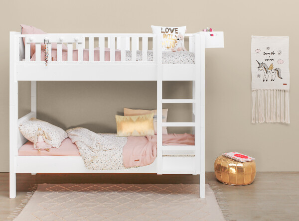 Bunkbed 90x200 with straight stairs Nordic White