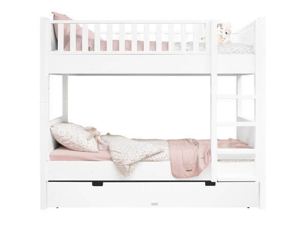 Bunkbed 90x200 with straight stairs Nordic White