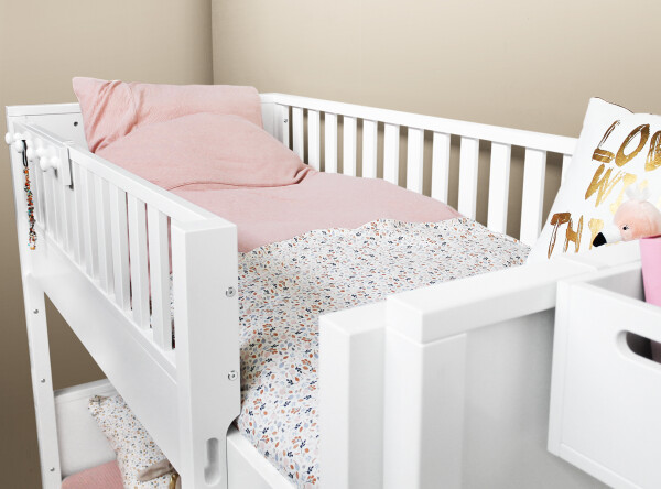 Bunkbed 90x200 with straight stairs Nordic White