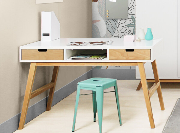 Writing desk Lynn White/Natural (excl. 3x drawer 358153xx)