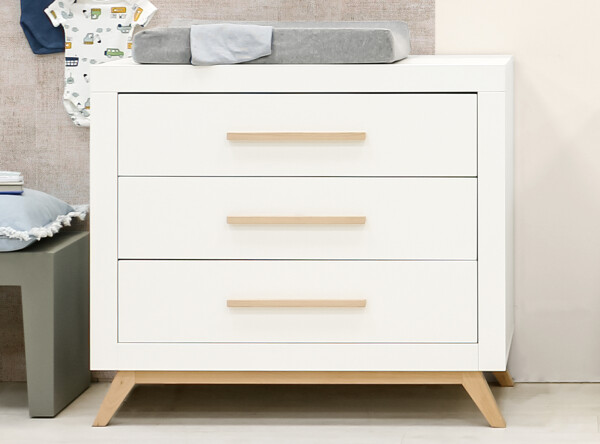 Dresser with 3 drawers Fenna White/Natural