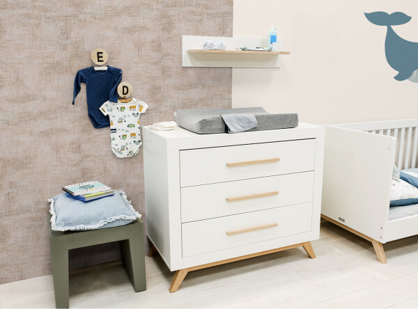 Dresser with 3 drawers Fenna White/Natural