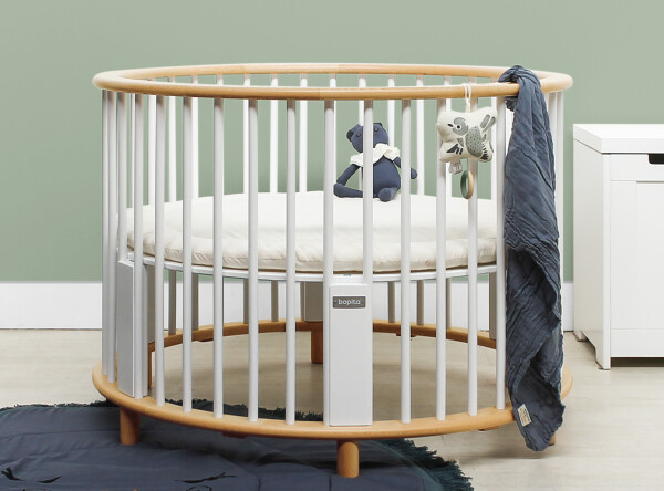 Playpen Rondo incl. wheels White/Natural Playpen Rondo incl. wheels White/Natural