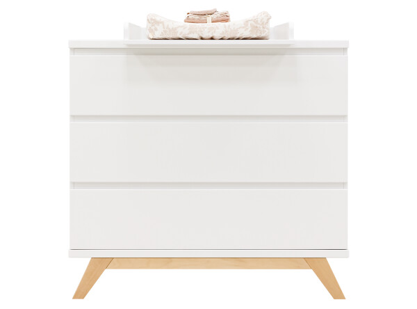 Dresser with 3 drawers gripless Lynn White/Natural