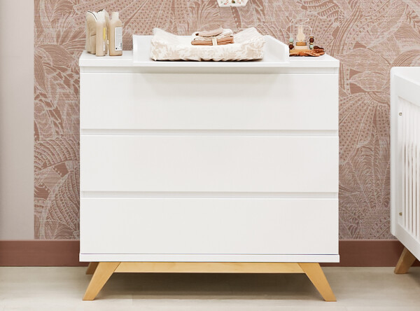 Dresser with 3 drawers gripless Lynn White/Natural