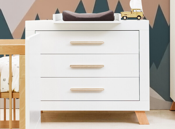 Dresser with 3 drawers Lisa White/Natural