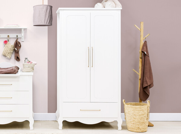 2-door XL wardrobe with drawer Elena White