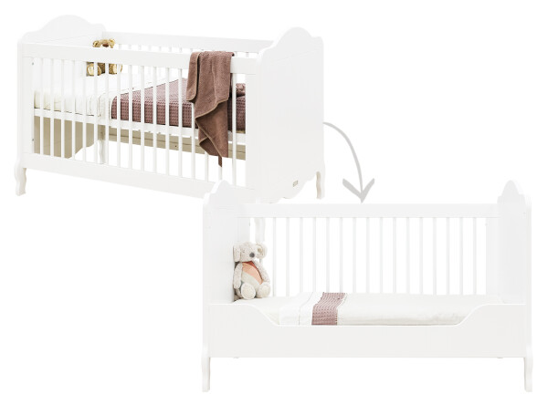 Elena 3 piece nursery furniture set with bench bed White