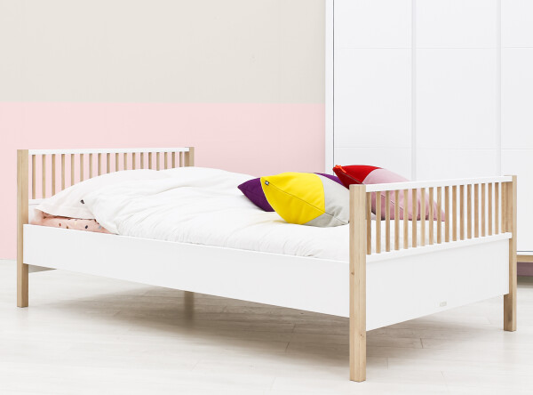 Twin bed 120x200 Mika White/Oak