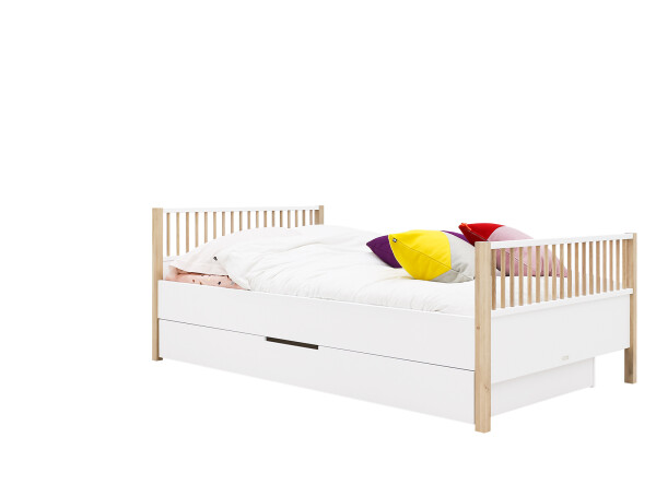 Twinbed 120x200 Mika Wit/Eiken
