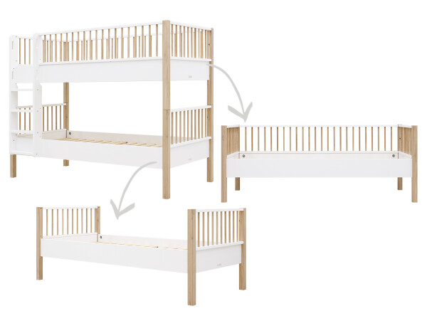 Combi-bunkbed 90x200 Mika White/Oak